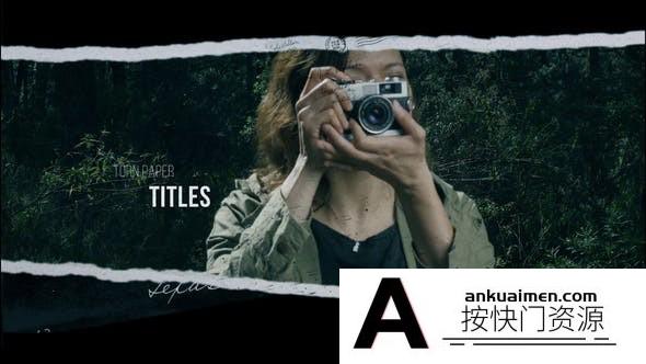 [创意特效]撕纸遮罩复古视频片头AE模板- Torn Paper Slideshow