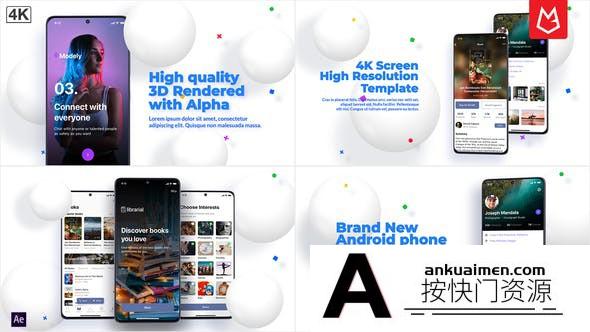 [APP模板]安卓手机APP展示片头AE模板- App Presentation Android Phone Mockup
