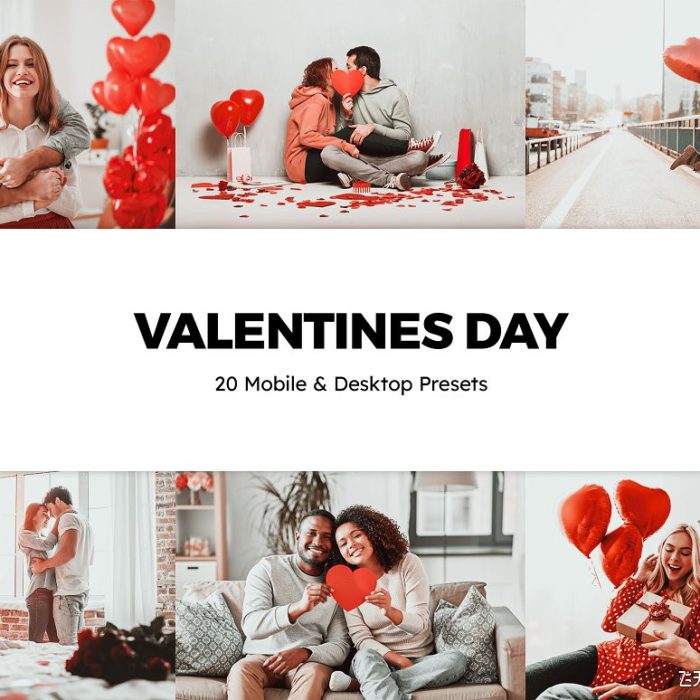 [人像LR预设]温馨浪漫情人节人像摄影Lightroom预设/手机APP滤镜/情人节视频编辑LUT预设