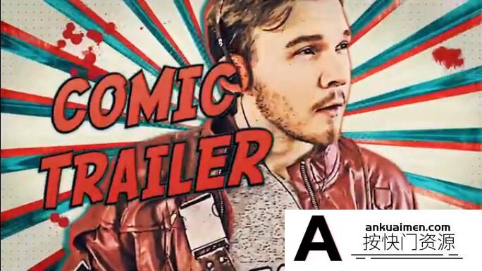 [开场片头]漫画定格风格人物介绍片头AE模板- Comic Con Freeze Frame Trailer