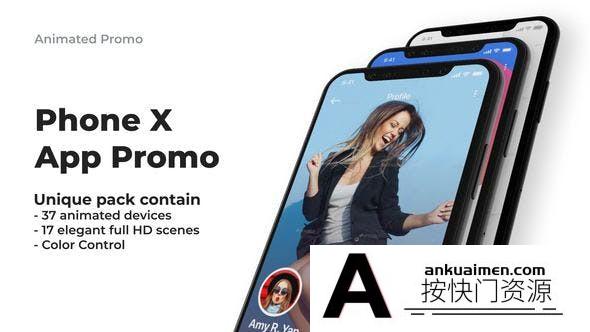 [APP模板]iPhone X手机APP宣传展示动画片头AE模板- Phone X – App Promo