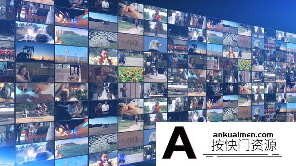[相册AE模板]平面视频照片墙开场AE模板- Flat Video Wall Intro Pack
