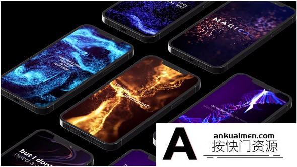 [文字标题]竖屏粒子背景文字标题动画AE模板- Abstract Titles Particles