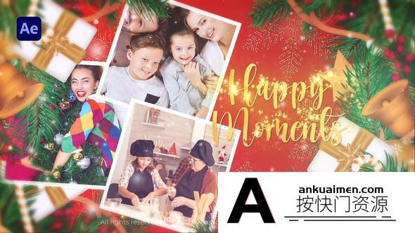 [相册AE模板]圣诞节照片相册视频开场AE模板- Merry Christmas Slides