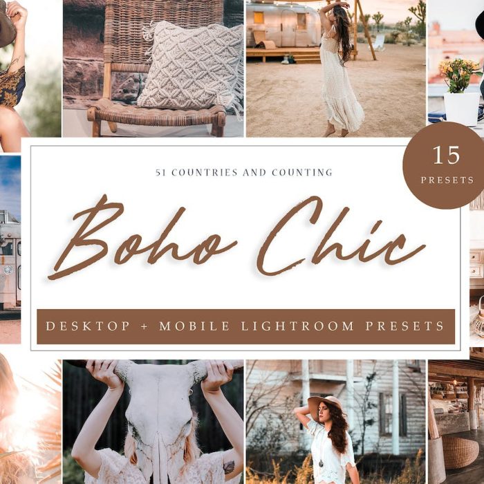 [人像LR预设]别致波西米亚人像Lightroom预设 Lightroom Presets – Boho Chic Vol. 1
