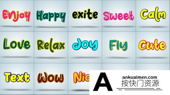 [文字标题]卡通三维文字动画AE模板- 3D Motion Toon Text