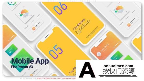 [APP模板]扁平化手机APP宣传展示动画AE模板- Mobile App Flat Promo V3