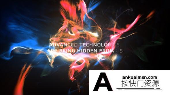 [文字标题]抽象粒子流动文字标题片头AE模板- High Technologies