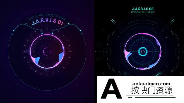 [创意特效]科技感音频波形可视化动画AE模板- HUD Jarvis