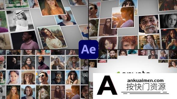 [logo模板]照片墙汇聚Logo动画AE模板- Mosaic Logo Reveal for After Effects