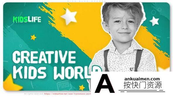 [Premiere模板]PR模板-公园青少年游乐场广告幼儿园介绍学校宣传片 Kids Blog Opener