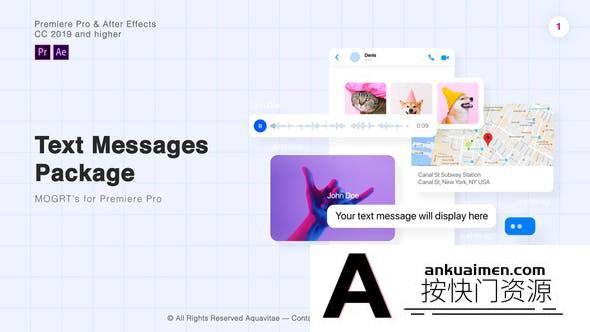 [Premiere预设]PR预设-微信聊天文本信息对话框PR预设 Text Messages Package