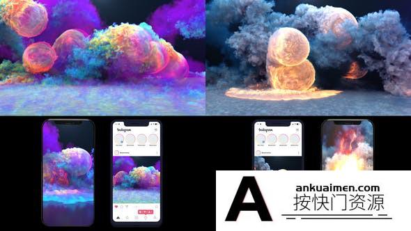 [logo模板]火焰烟雾小球Logo动画模板- Color Smoke & Fire Asteroid Impact Logo