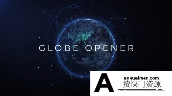 [开场片头]科技感信息环绕地球片头AE模板- Globe Opener