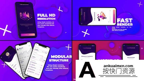 [APP模板]AE模板-流体背景手机APP片头开场展示AE模板 Liquid App Promo