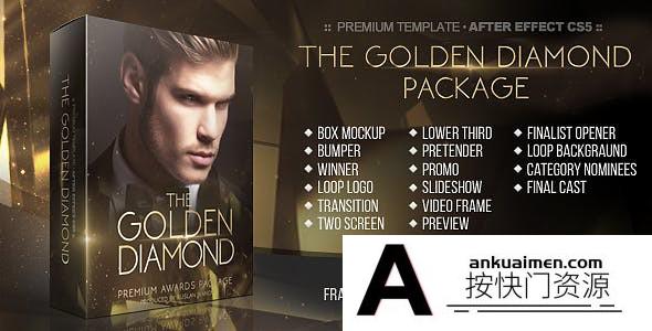 [开场片头]金色水晶颁奖典礼晚会片头AE模板- The Golden Diamond Awards Packa