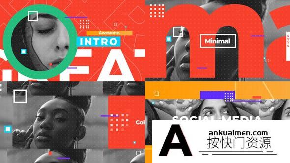 [创意特效]创意图形图片包装宣传动画AE模板- Social Media Opener