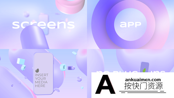 [三维AE模板]时尚三维手机APP动画展示片头AE模板- 3D Modern App Promo