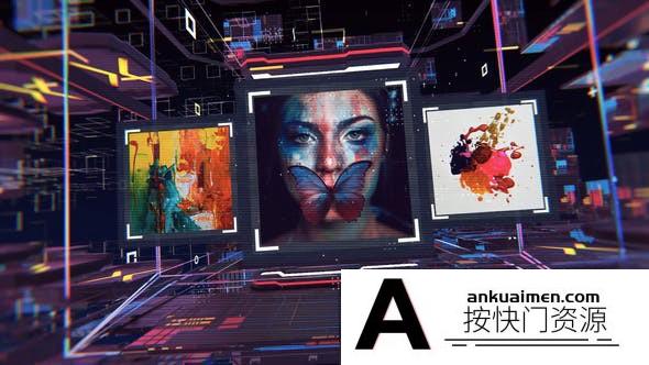 [相册AE模板]科技感艺术照片展示框动画AE模板- Digital Art Presentation