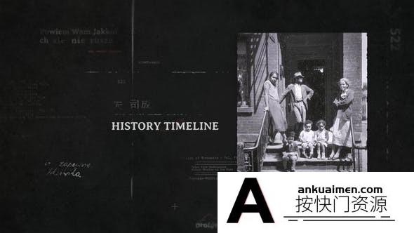 [开场片头]时间线黑白照片展示片头AE模板- History Timeline Presentatio
