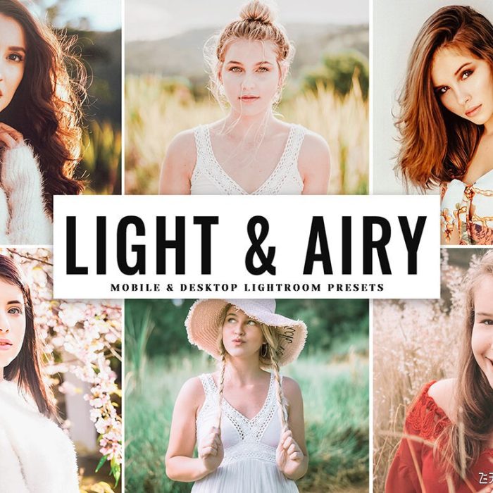 [人像LR预设]梦幻柔和奶油色调人像后期Lightroom预设+手机版APP滤镜