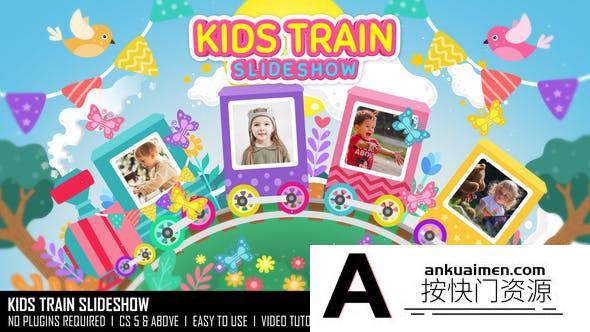 [相册AE模板]卡通儿童照片相册展示动画片头AE模板- Kids Train Slidesho…