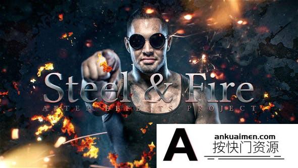 [文字标题]电影粒子文字标题宣传片头 Steel & Fire – Cinematic Titles