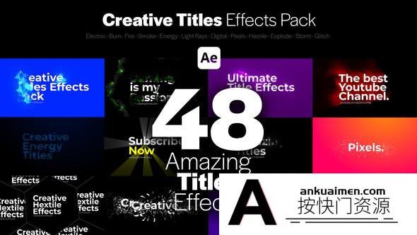 [文字标题]48组创意文字标题动画AE模板- Creative Titles Effects Pack