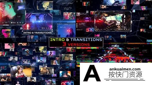 [开场片头]科技感视频图片汇聚转场片头AE模板- Cyber Network Intro