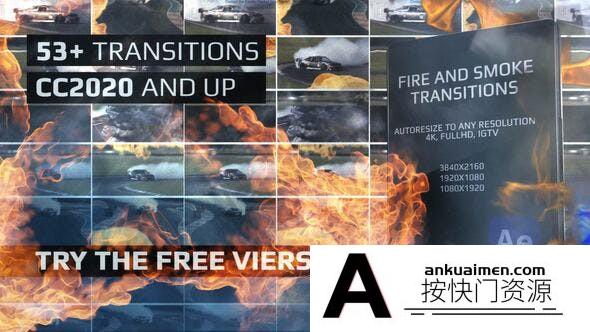 [开场片头]火焰烟雾特效视频转场AE模板- Transitions – Fire And Smoke