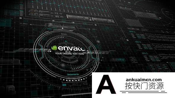 [开场片头]科技界面Logo标志动画AE模板- 4K Futuristic HUD Logo Reveal