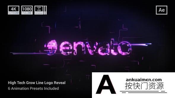 [logo模板]高科技线条Logo动画AE模板- High Tech Grow Line Logo Reveal