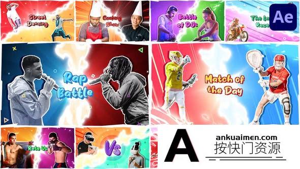 [卡通儿童]卡通对战人物介绍动画AE模板- Versus Slides