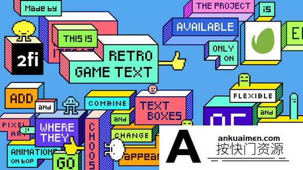 [文字标题]8BIT复古文字标题动画AE模板- Retro Game Text