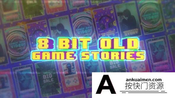 [创意特效]8Bit复古游戏像素画竖屏视频包装AE模板- 8 Bit Old Game Social Media Stories