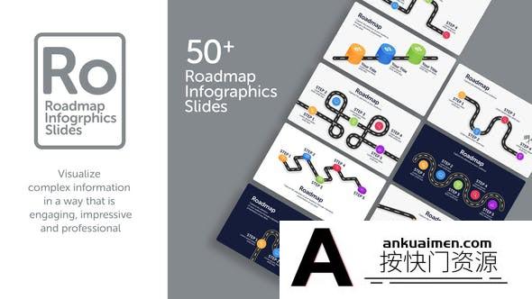 [栏目包装]信息数据路线步骤图动画AE模板- Roadmap Infographic Slides