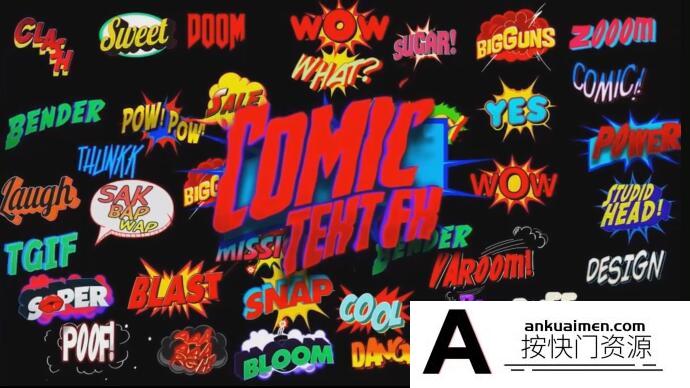 [Premiere模板]PR模板-60个卡通动漫综艺节目气泡贴纸文本标题动画模板