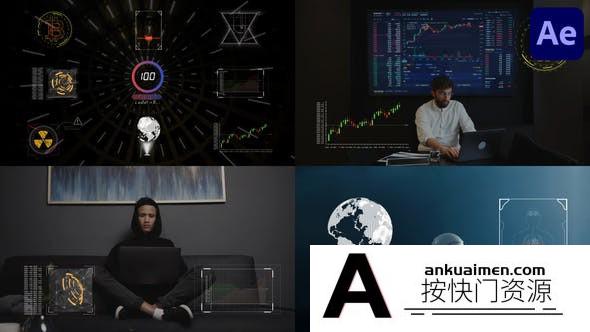 [HUD模板]HUD界面UI动画元素AE模板- Digital Futuristic Interface Pack