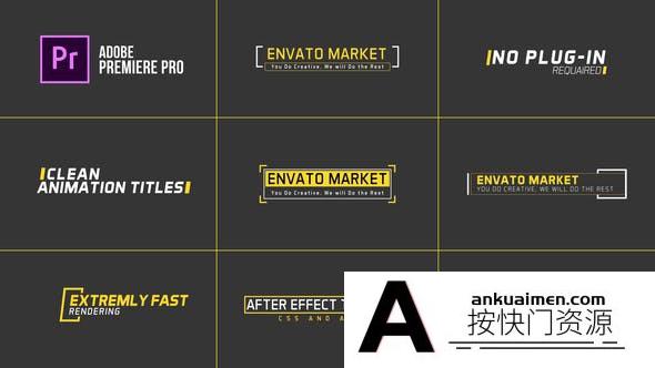 [Premiere模板]PR模板- 60个现代简约干净字幕条文本标题动画- 60 Clean Titles