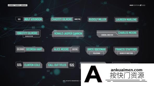 [文字标题]科技感人名字幕条动画AE模板- Lower Thirds HUD