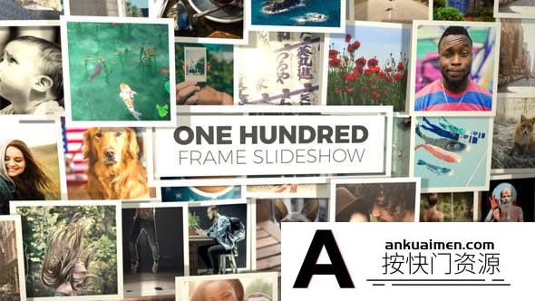 [相册AE模板]照片墙相册展示片头AE模板- 100 Frame Slideshow