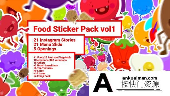 [栏目包装]水果食物贴纸包装宣传片头AE模板- Food Sticker Pack