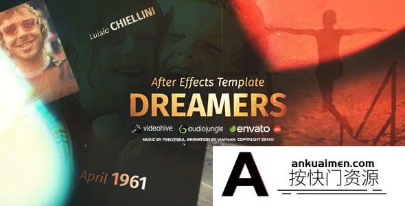 [开场片头]唯美回忆光效叠加照片展示片头AE模板- Dreamers
