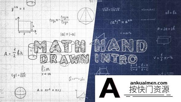 [logo模板]手绘数学公式符号Logo动画AE模板- Math Hand Draw Intro