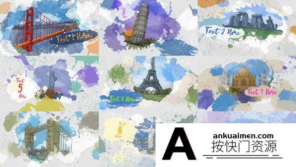 [开场片头]水彩遮罩幻灯片开场AE模板- Colorful Watercolor Ink Opener