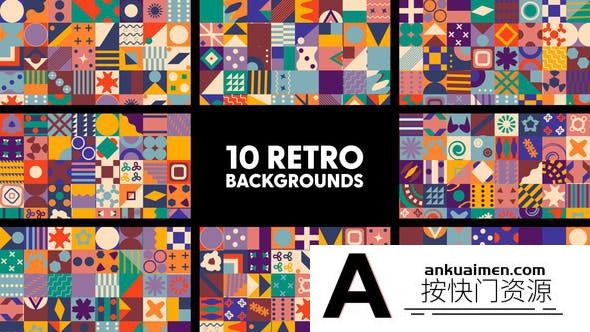 [MG模板]10组卡通复古图形MG动画背景AE模板- Retro Backgrounds
