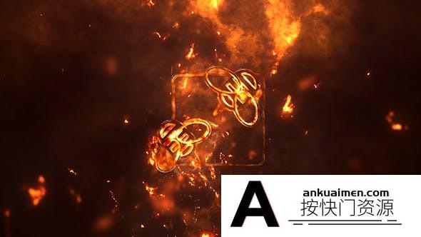 [开场片头]燃烧火焰粒子发光火花冲击LOGO标志视频片头AE模板