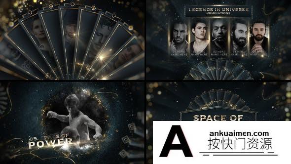 [文字标题]大气金色粒子文字颁奖典礼包装片头AE模板-Space of Legends Awards Show
