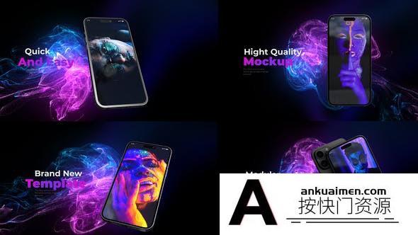 [开场片头]粒子背景iPhone手机APP片头AE模板- App Promo Phone 14 Pro