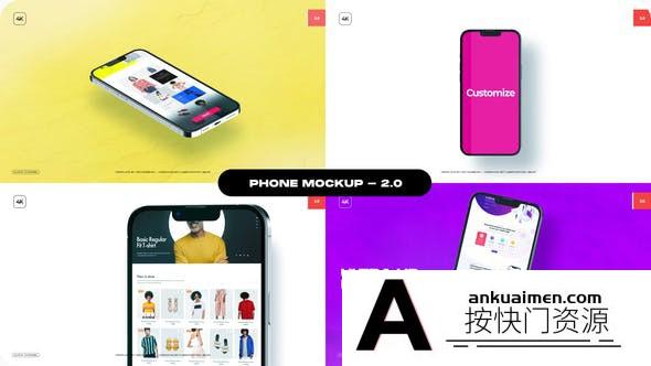 [APP模板]清新时尚iPhone手机APP展示片头AE模板- Phone Mockup – Package 02